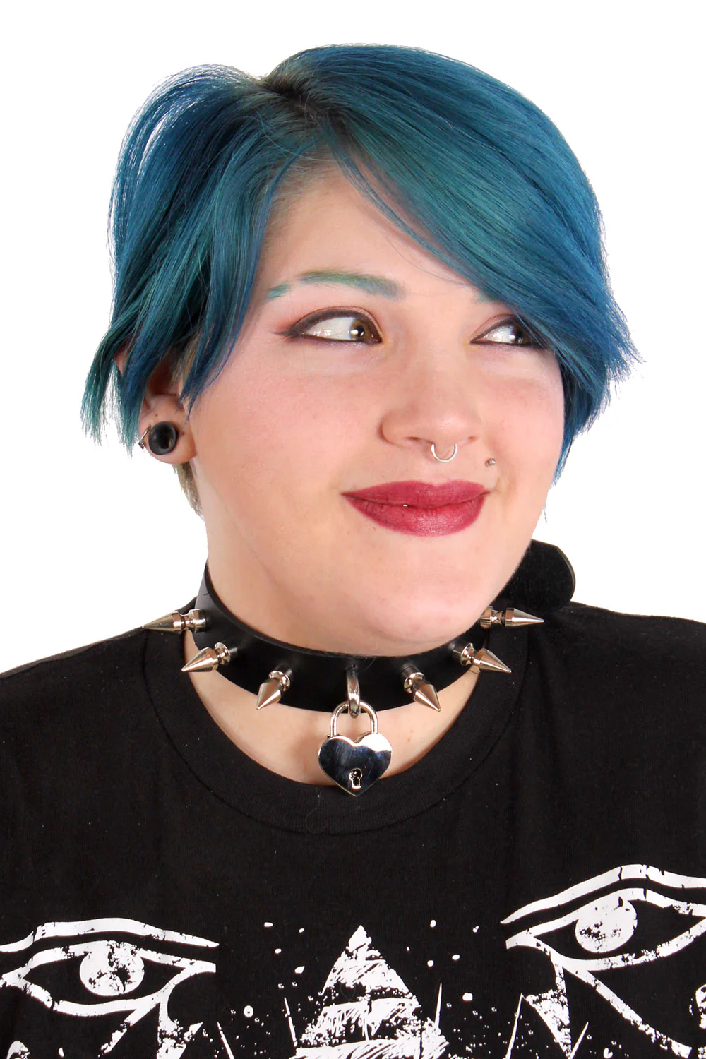 Spiked Heart Padlock Choker - Image 2