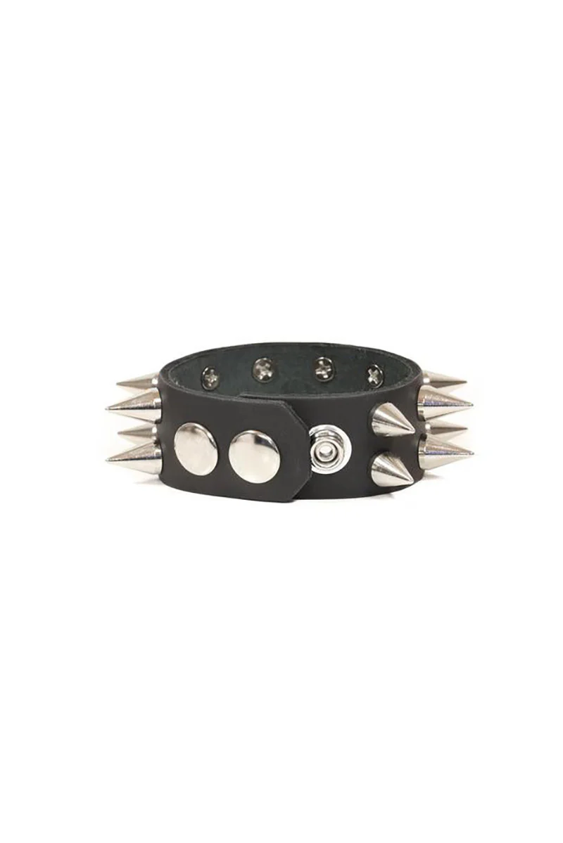 Spiked Leather Cuff Bracelet - Image 2