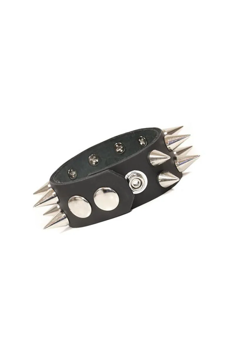 Spiked Leather Cuff Bracelet - Image 3