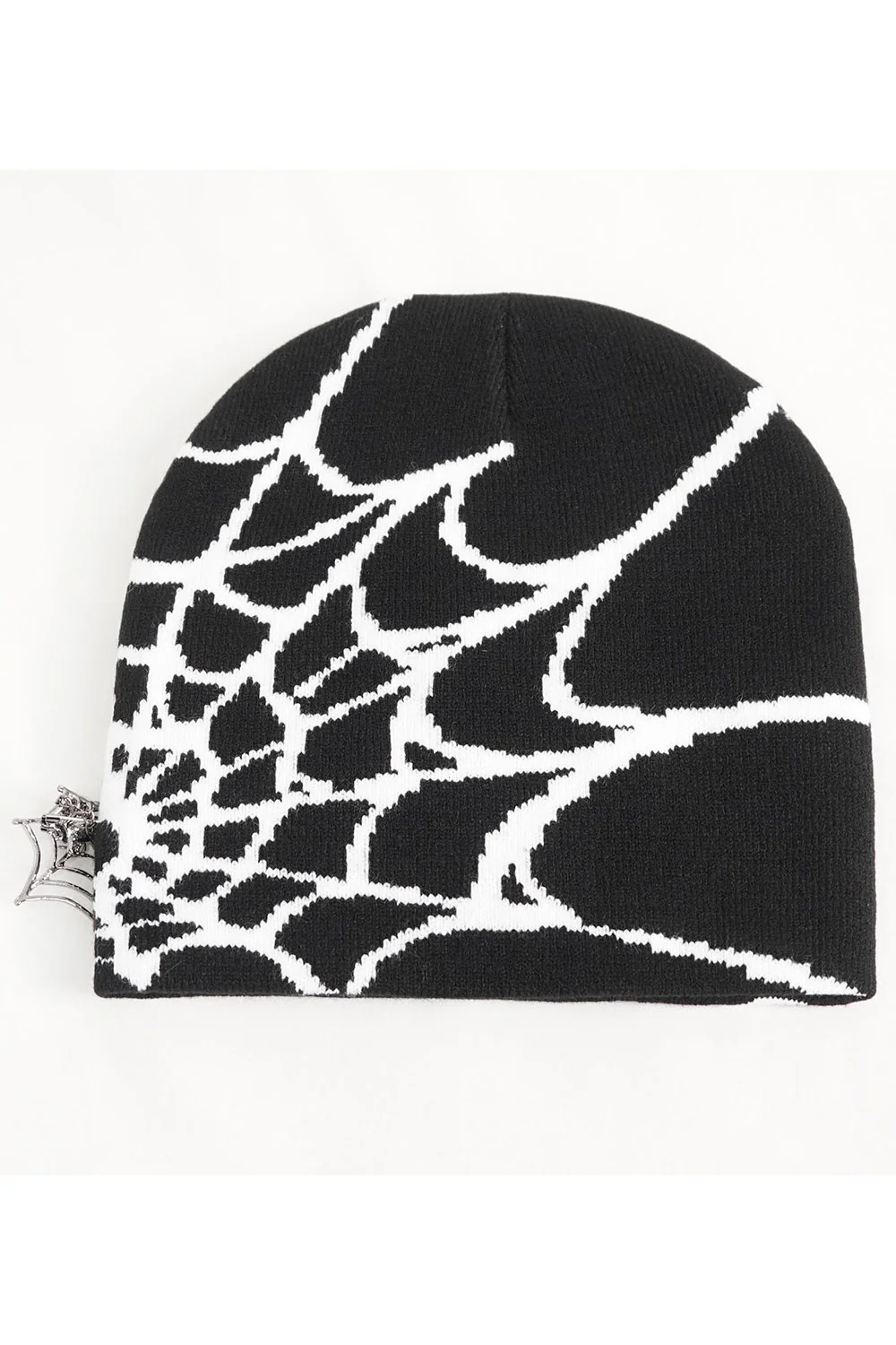Spiked Spiderweb Beanie [BLACK/WHITE] - Image 8