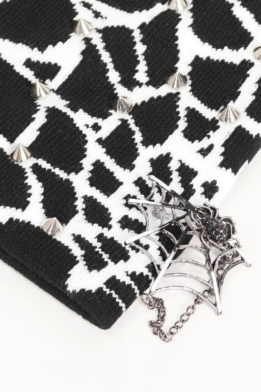 Spiked Spiderweb Beanie [BLACK/WHITE] - Image 9