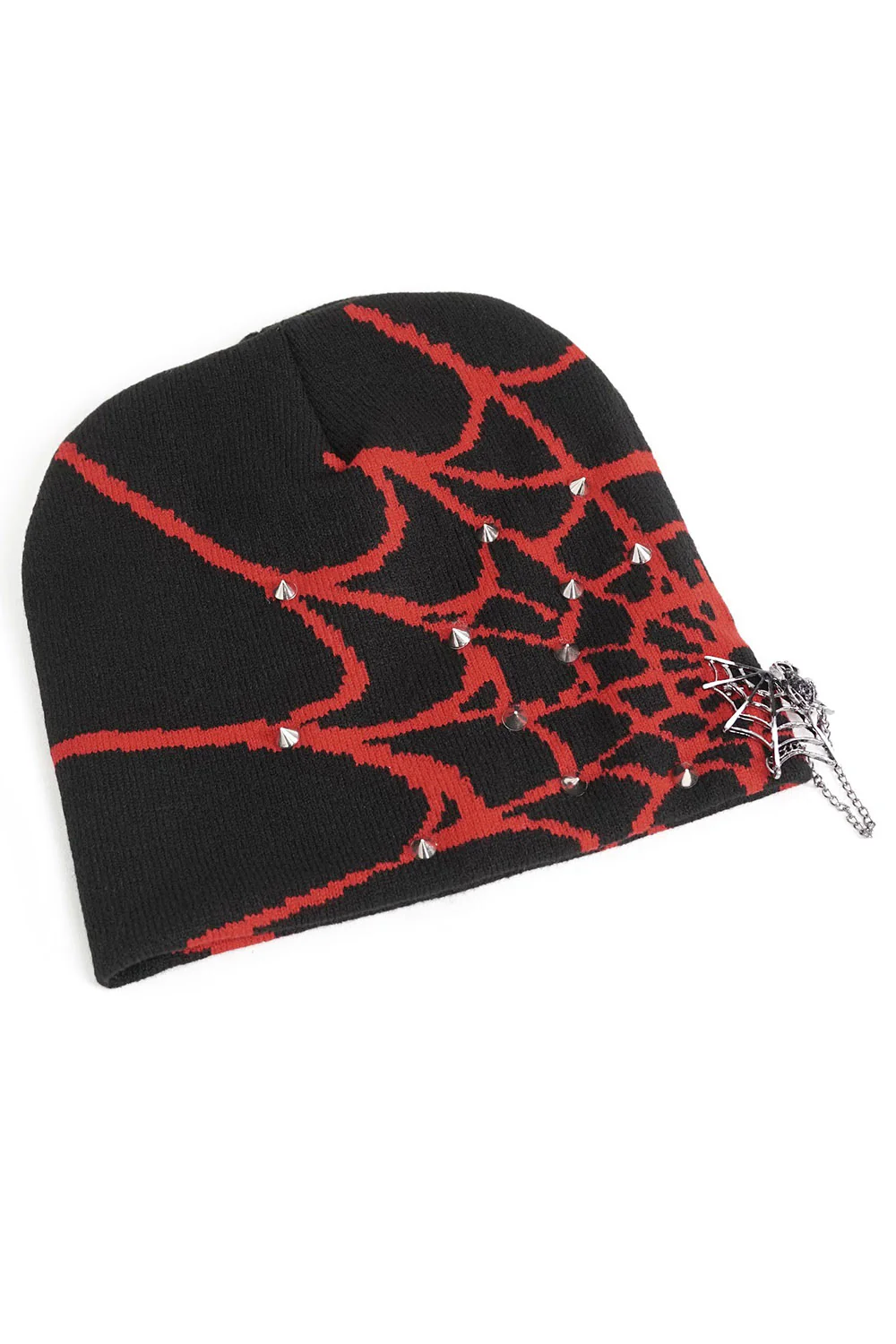 Spiked Spiderweb Beanie [RED/BLACK] - Image 6
