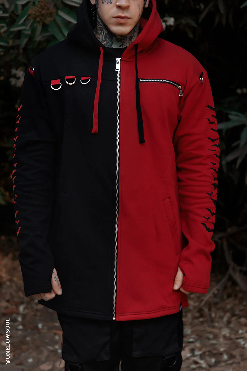 Split Mage Hoodie [Black/Red] - Image 2