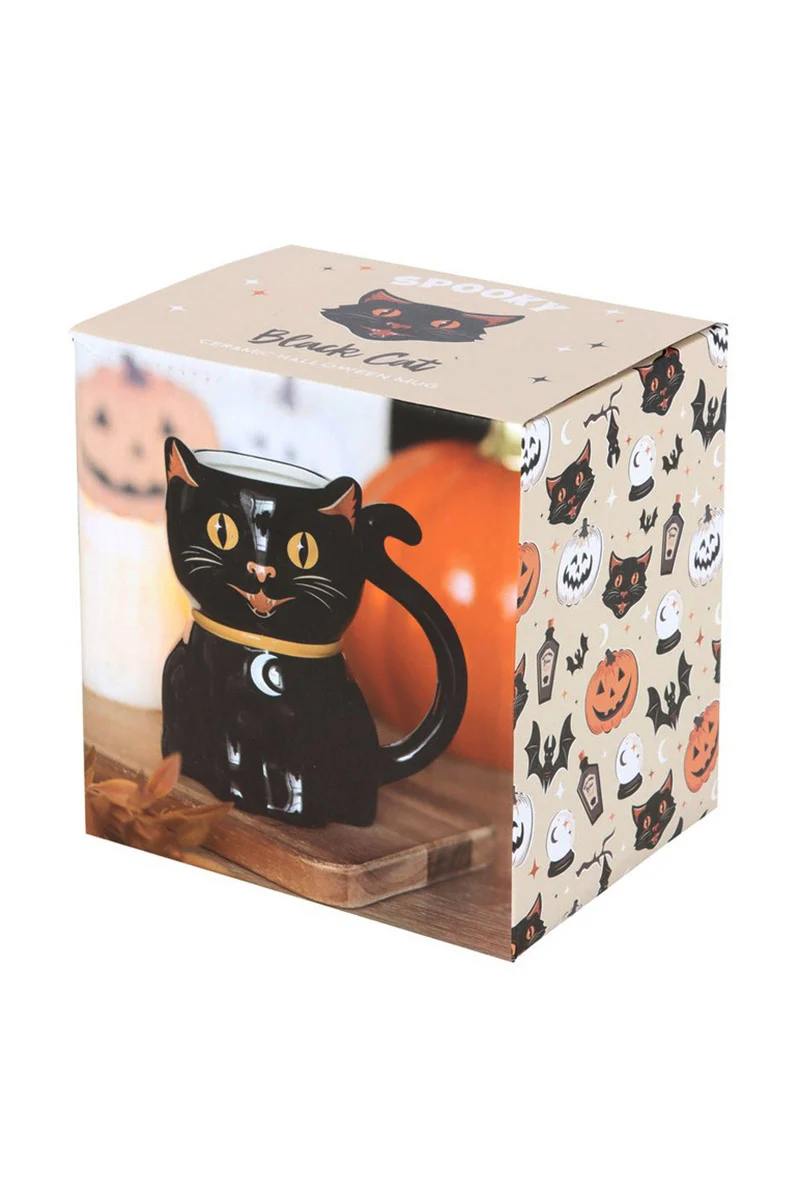 Spooky Black Cat Shaped Halloween Mug - Image 5