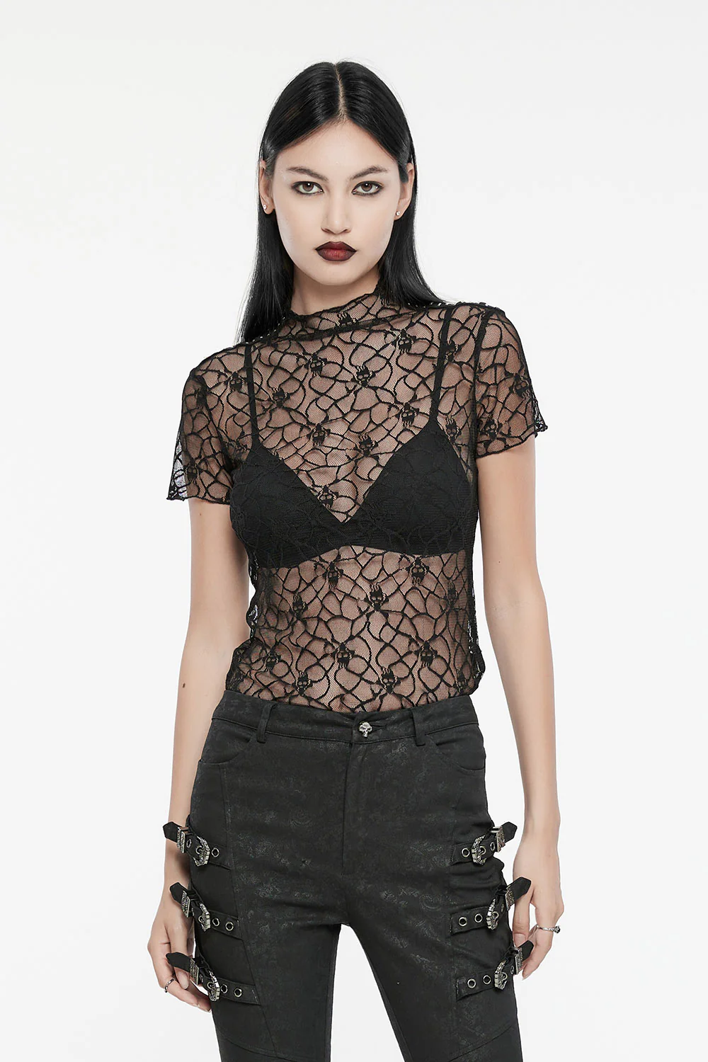 Stapled Skull Mesh Top - Image 2