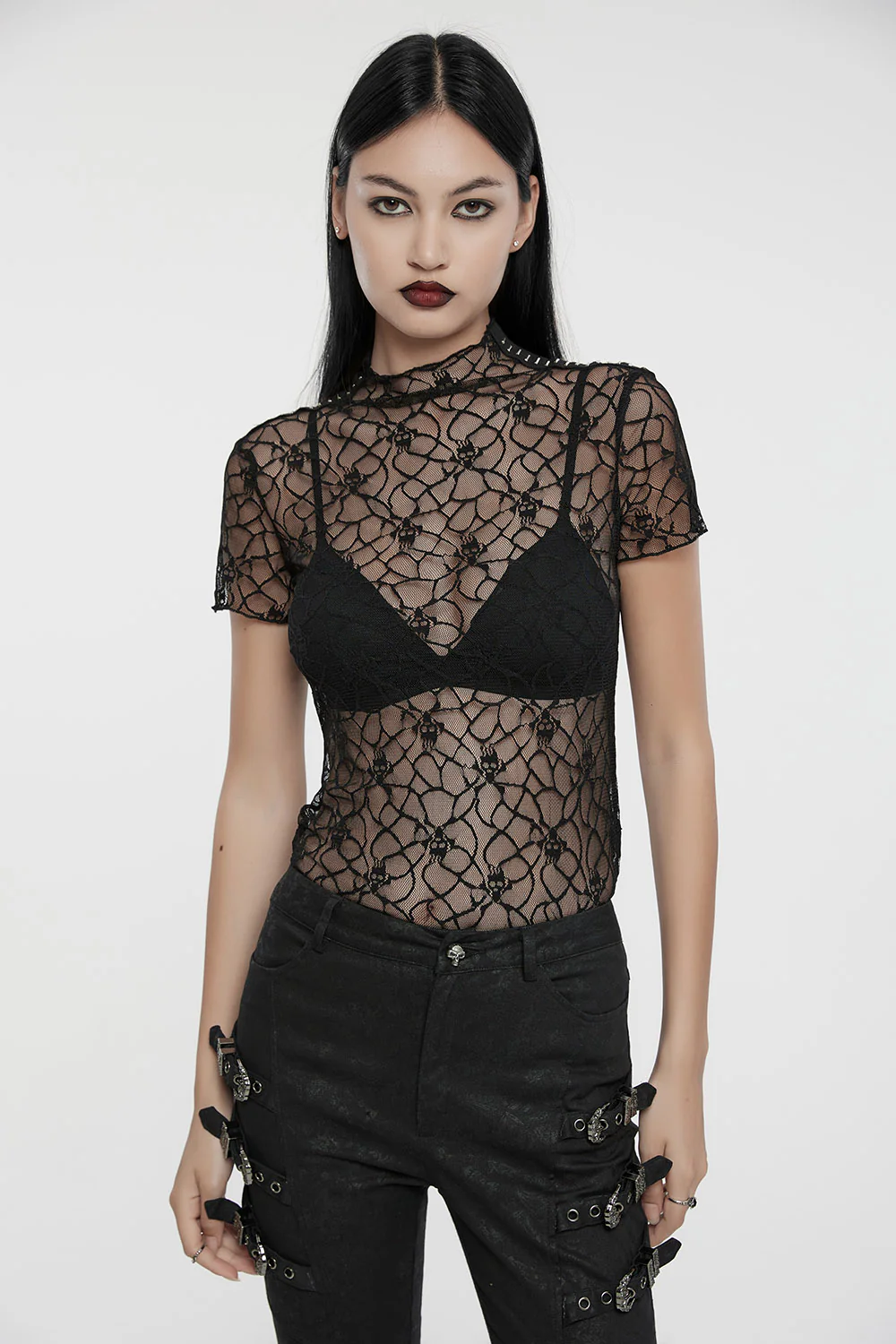 Stapled Skull Mesh Top - Image 5