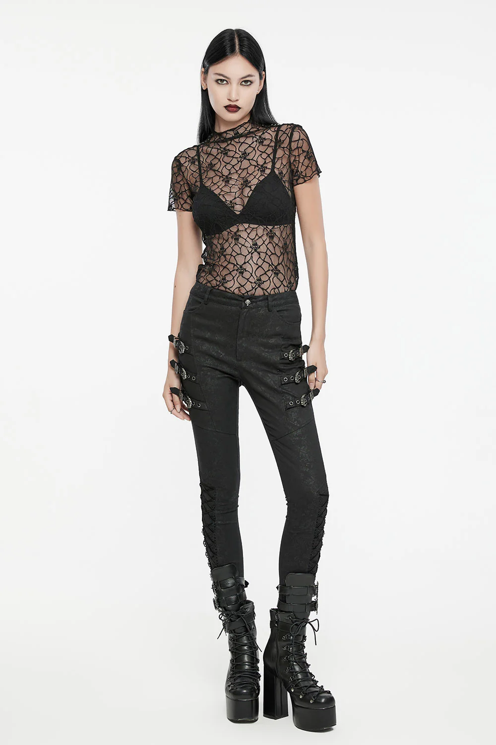 Stapled Skull Mesh Top - Image 7