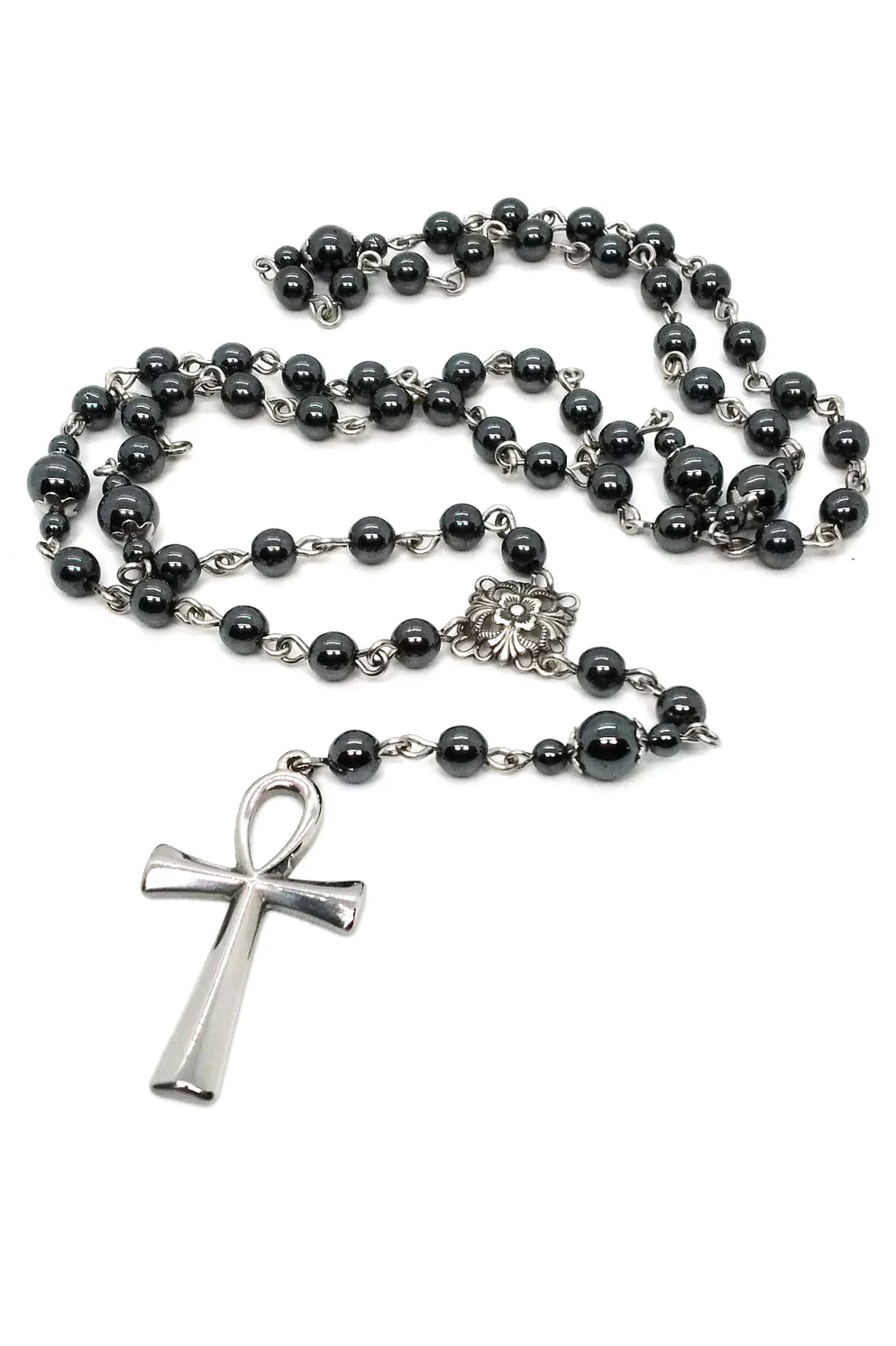 Steel Ankh Rosary