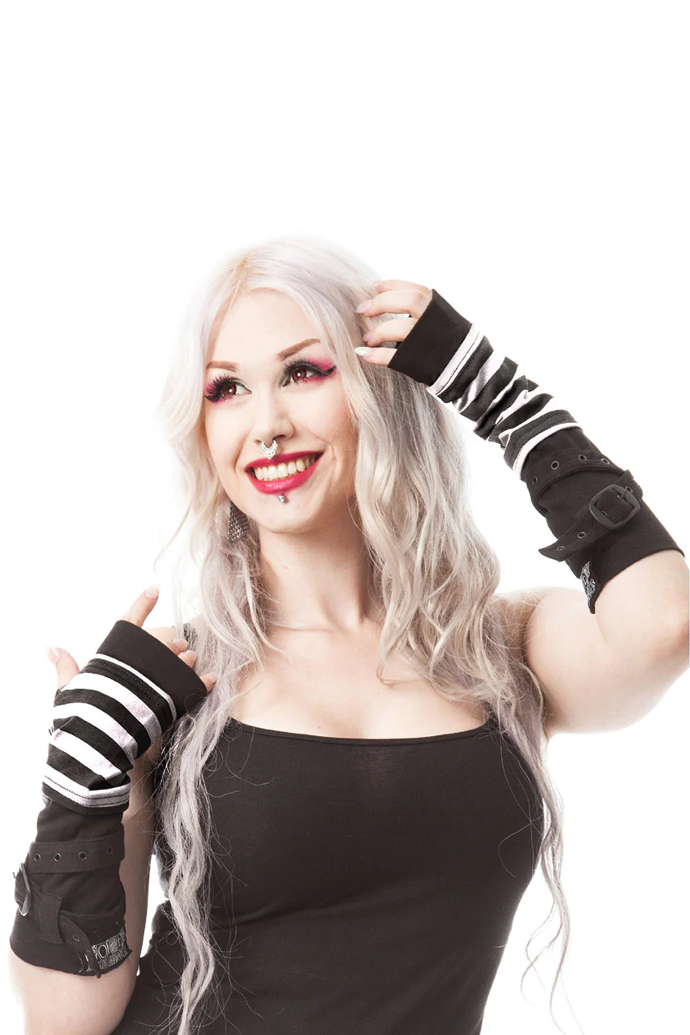 Stripe Strap Armwarmers [BLACK/WHITE]