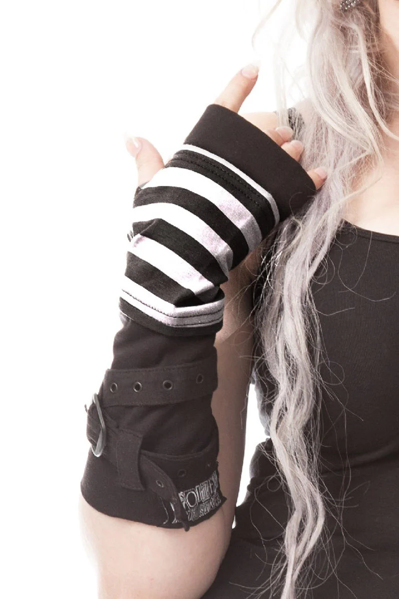 Stripe Strap Armwarmers [BLACK/WHITE] - Image 3