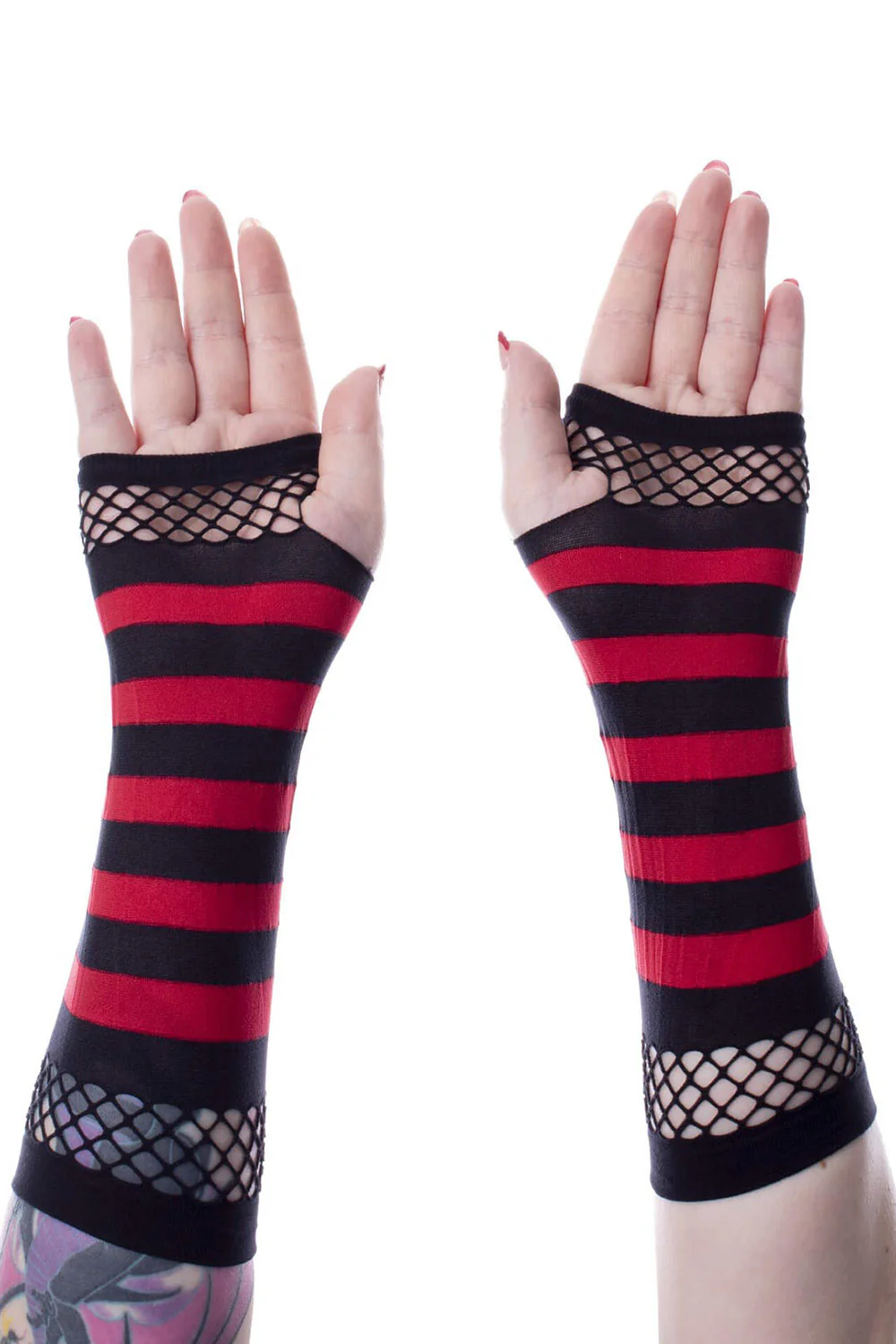 Striped Mesh Gloves [BLACK/RED] - Image 3