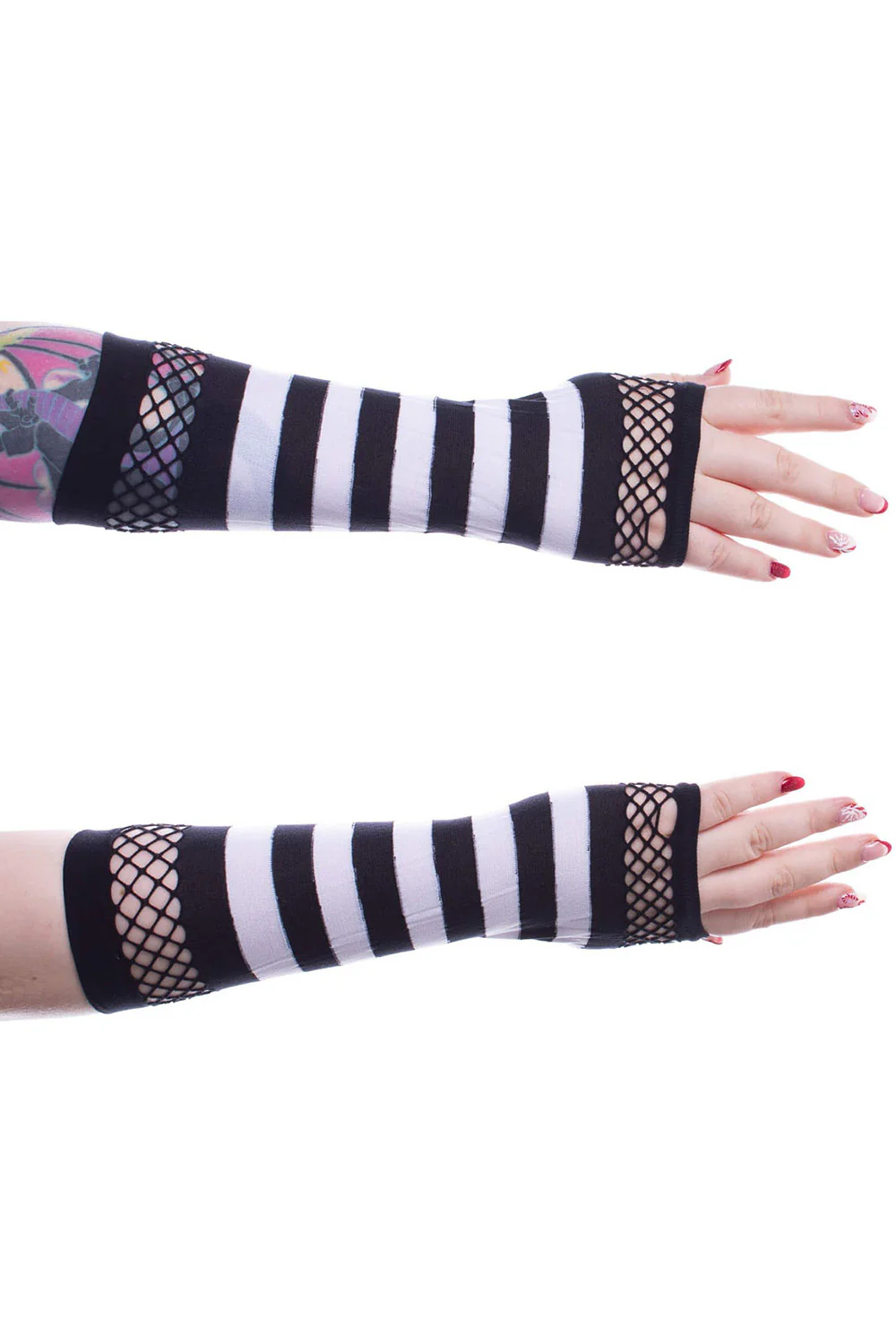 Striped Mesh Gloves [BLACK/WHITE] - Image 4