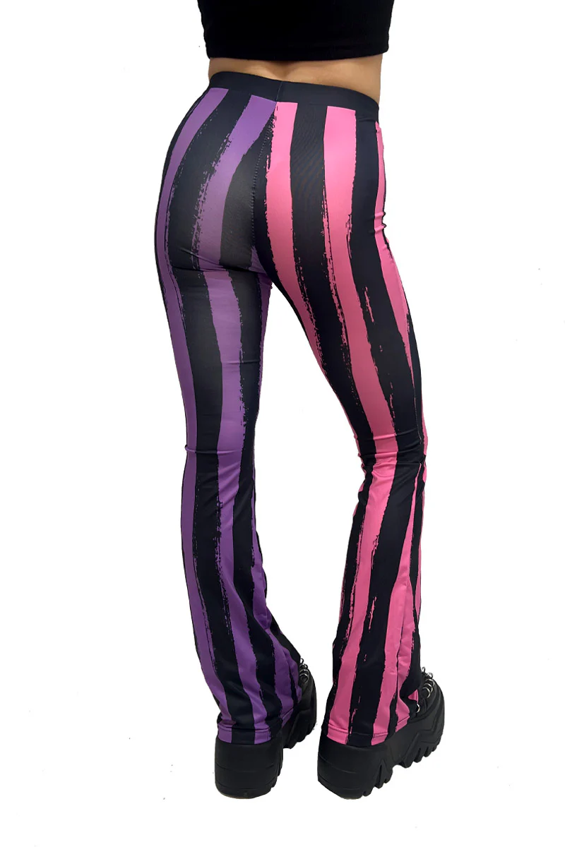 Sweet Spooks Pastel Goth Striped Flares [PINK/PURPLE] - Image 5