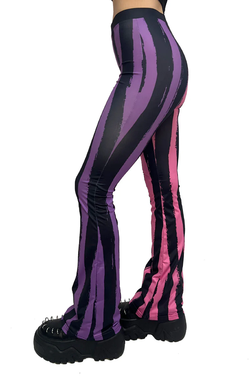 Sweet Spooks Pastel Goth Striped Flares [PINK/PURPLE] - Image 7