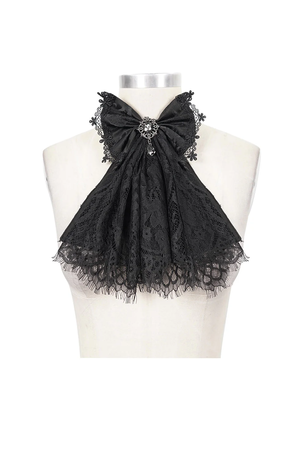 Tatterveil Bow Necktie with Gemstone Brooch - Image 7