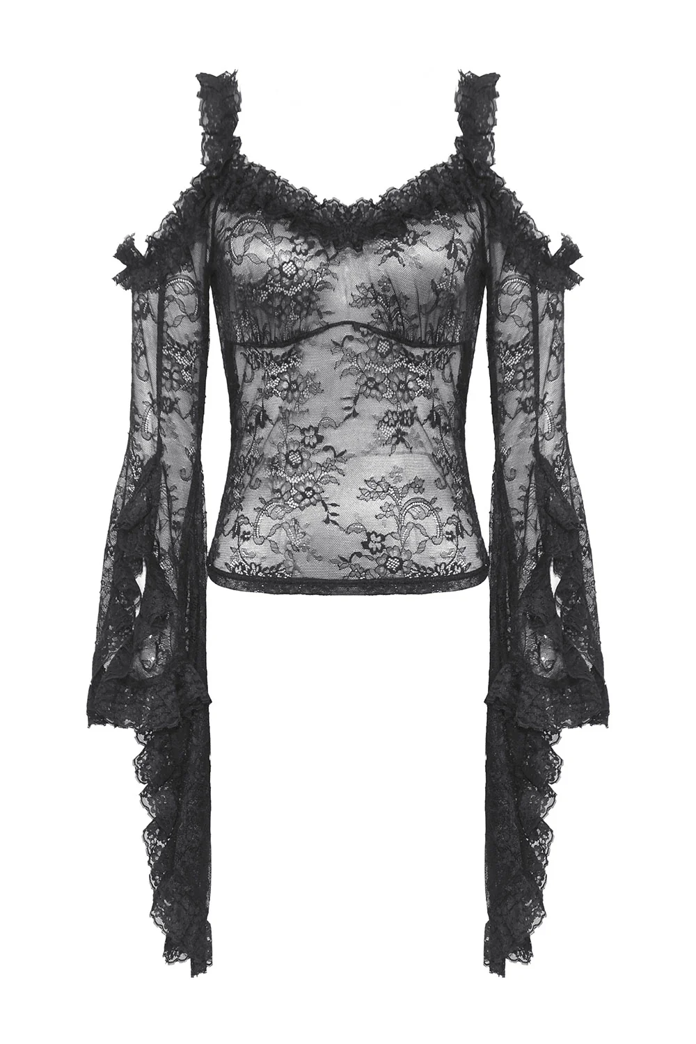 Till Death Cold Shoulder Lace Top