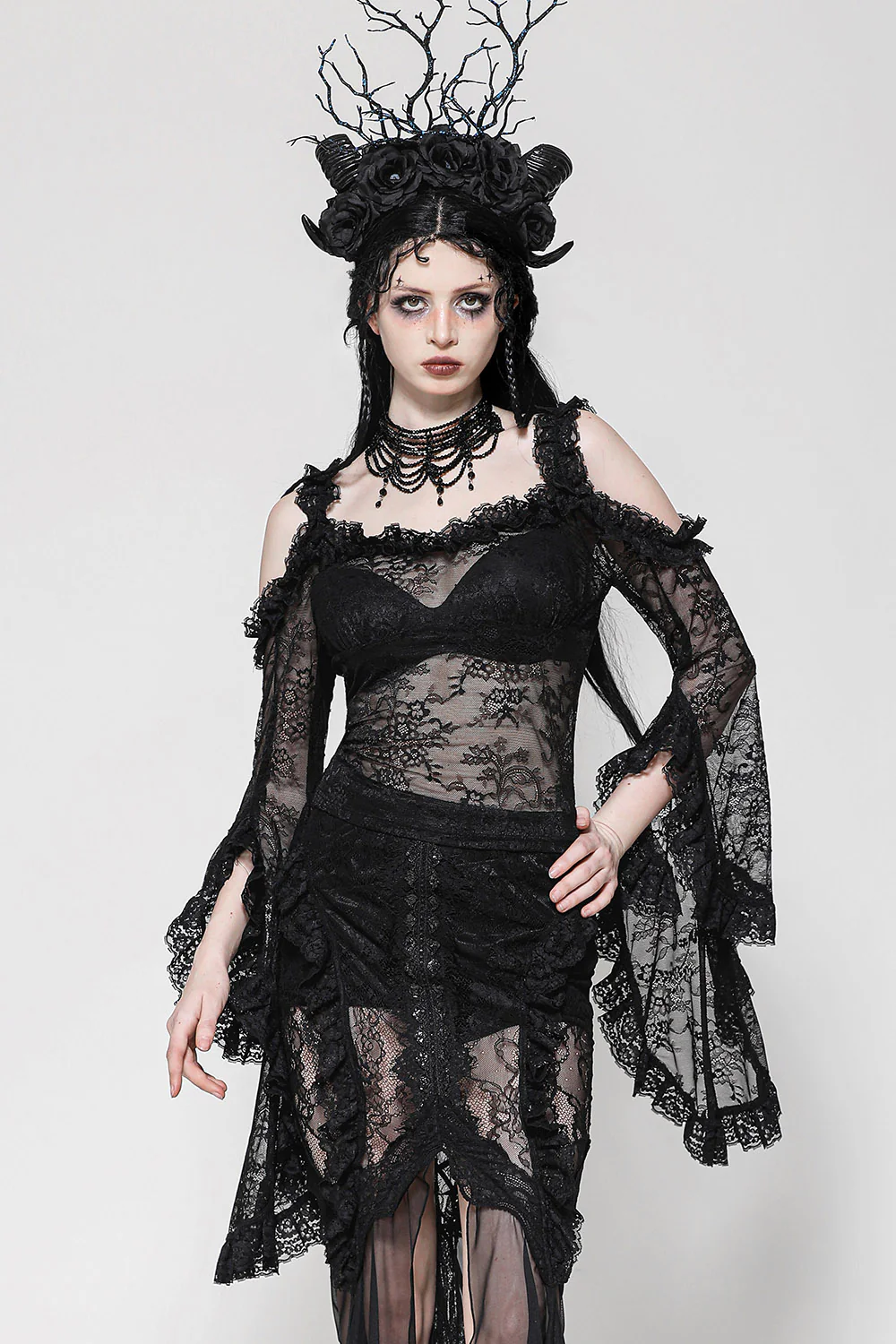 Till Death Cold Shoulder Lace Top - Image 3
