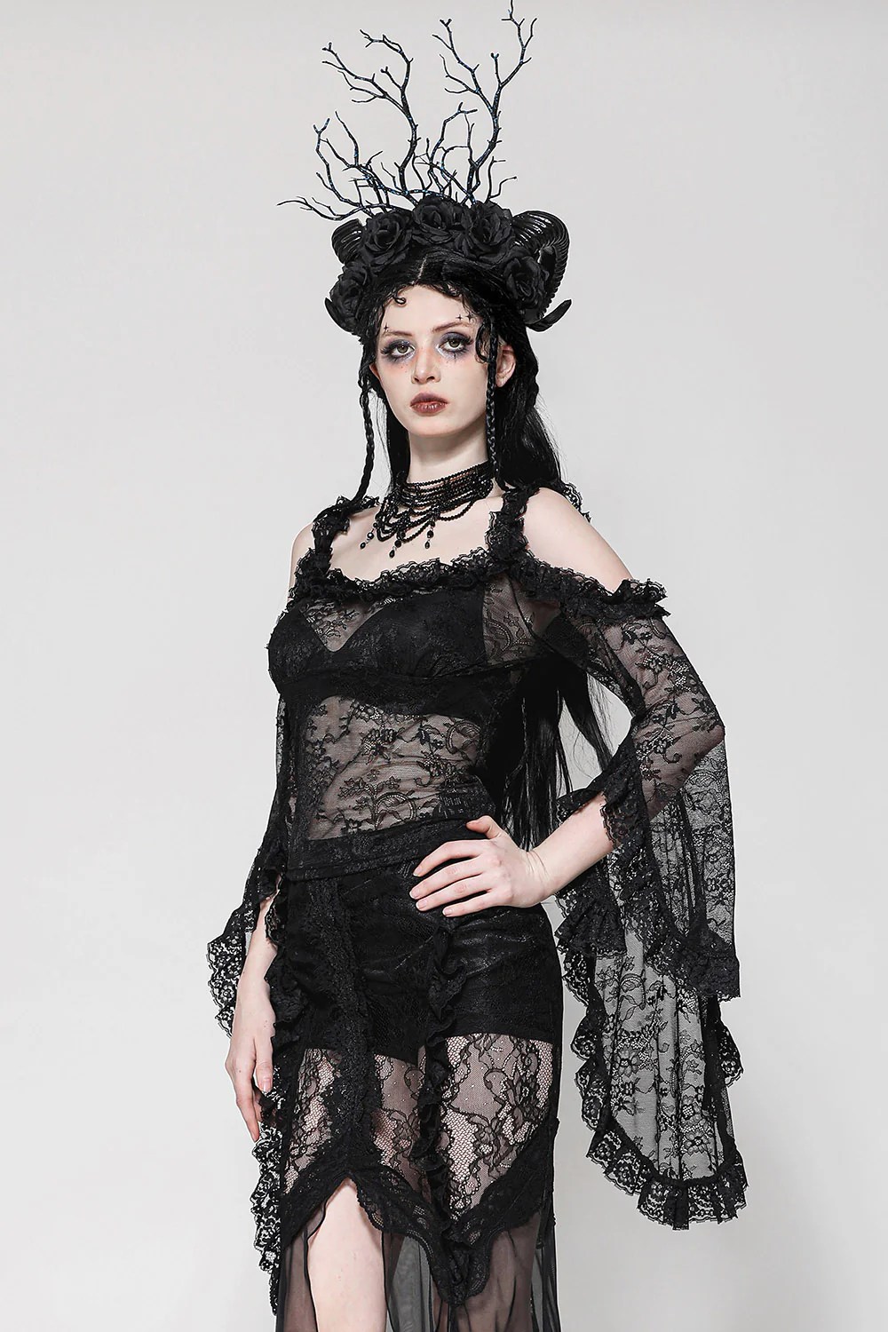 Till Death Cold Shoulder Lace Top - Image 4