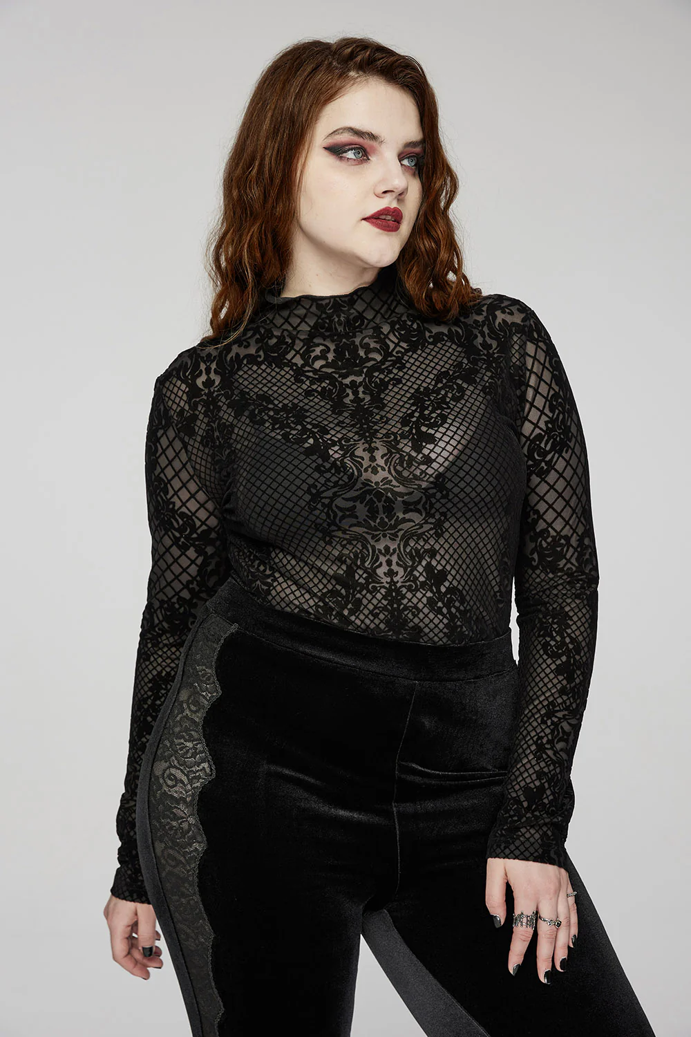 Till Death Flocked Mesh Top [Plus Size] - Image 2