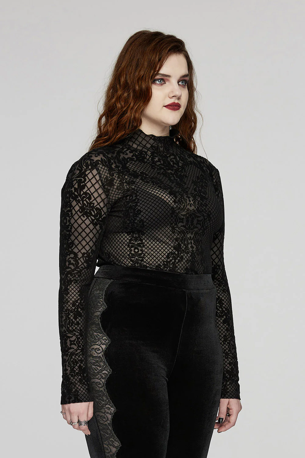 Till Death Flocked Mesh Top [Plus Size] - Image 3