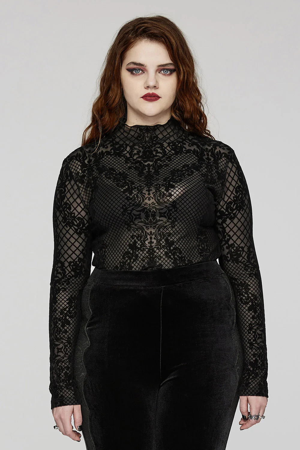 Till Death Flocked Mesh Top [Plus Size] - Image 7
