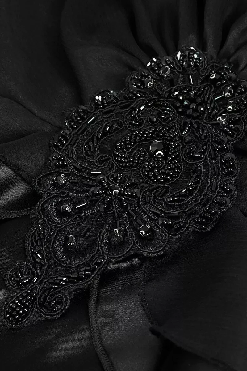 Titanic Tiered Black Satin Gothic Gown - Image 10