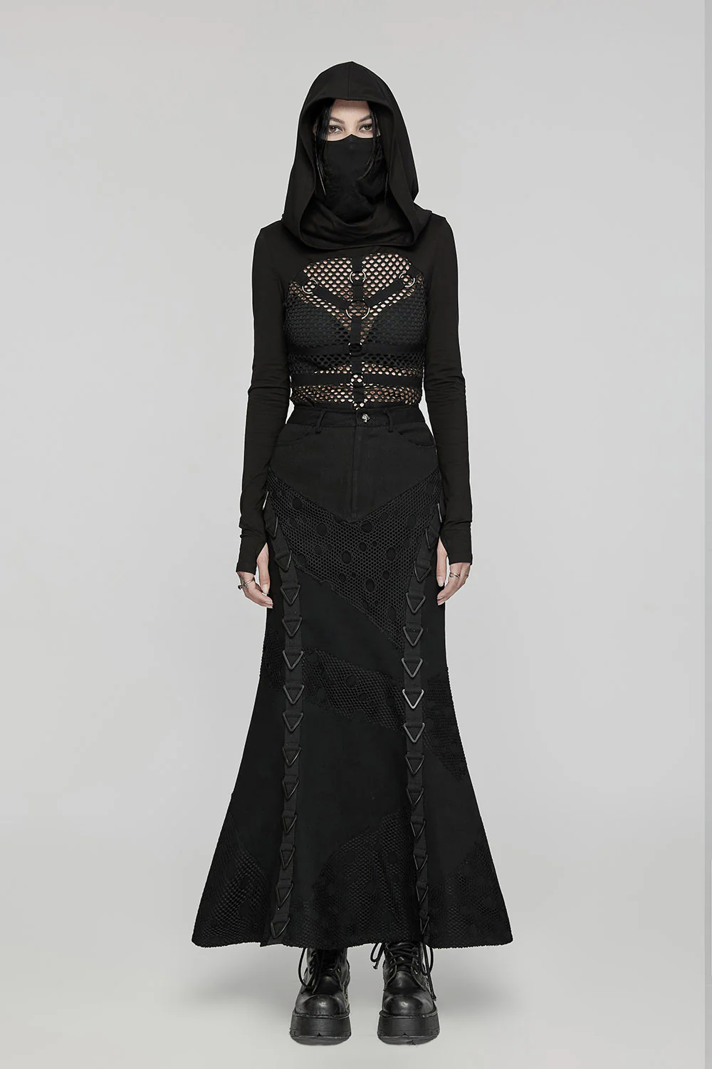 Trad Goth Fishnet Maxi Skirt - Image 2