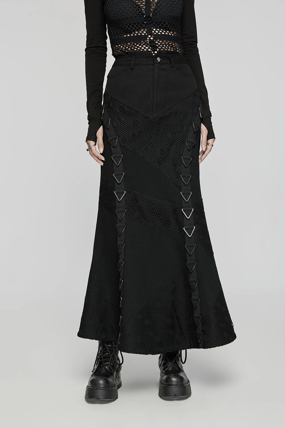 Trad Goth Fishnet Maxi Skirt - Image 3