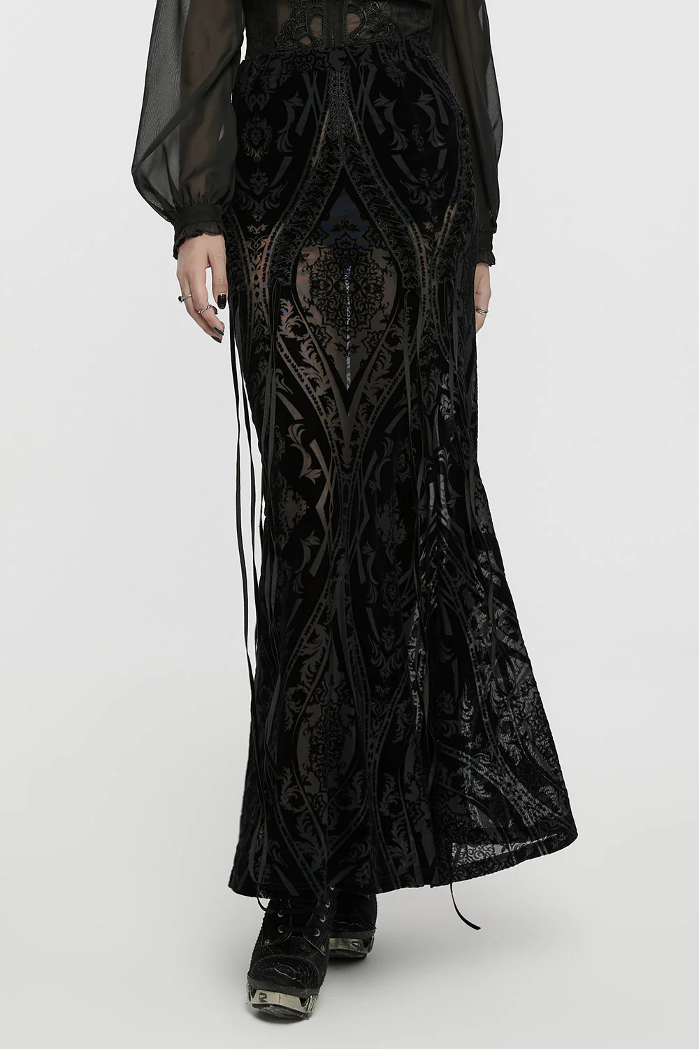 Trad Goth Maxi Mesh Skirt - Image 2