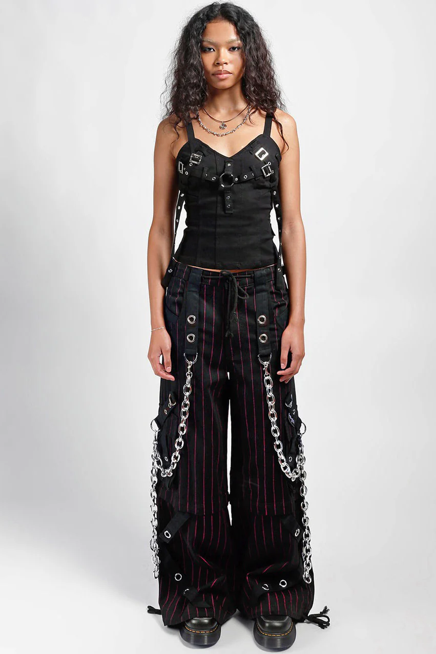 Tripp NYC Godfather Chain Stripe Pants [Black/Red] - Image 10