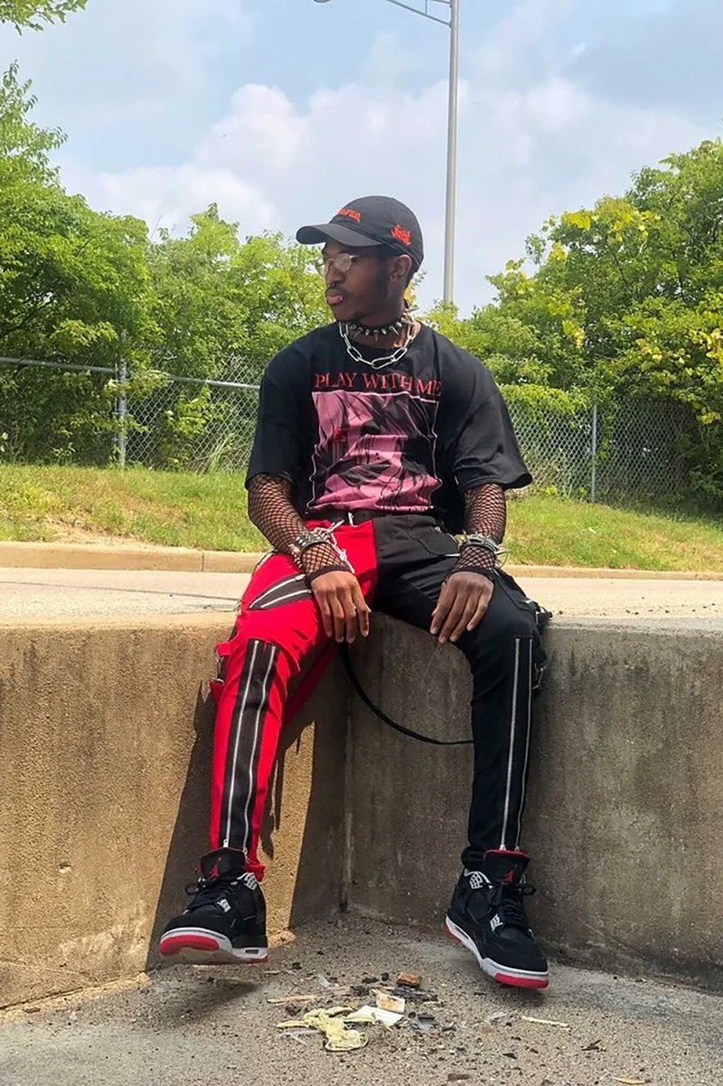Tripp NYC Split Leg Bondage Pants [Black/Red] - Image 7
