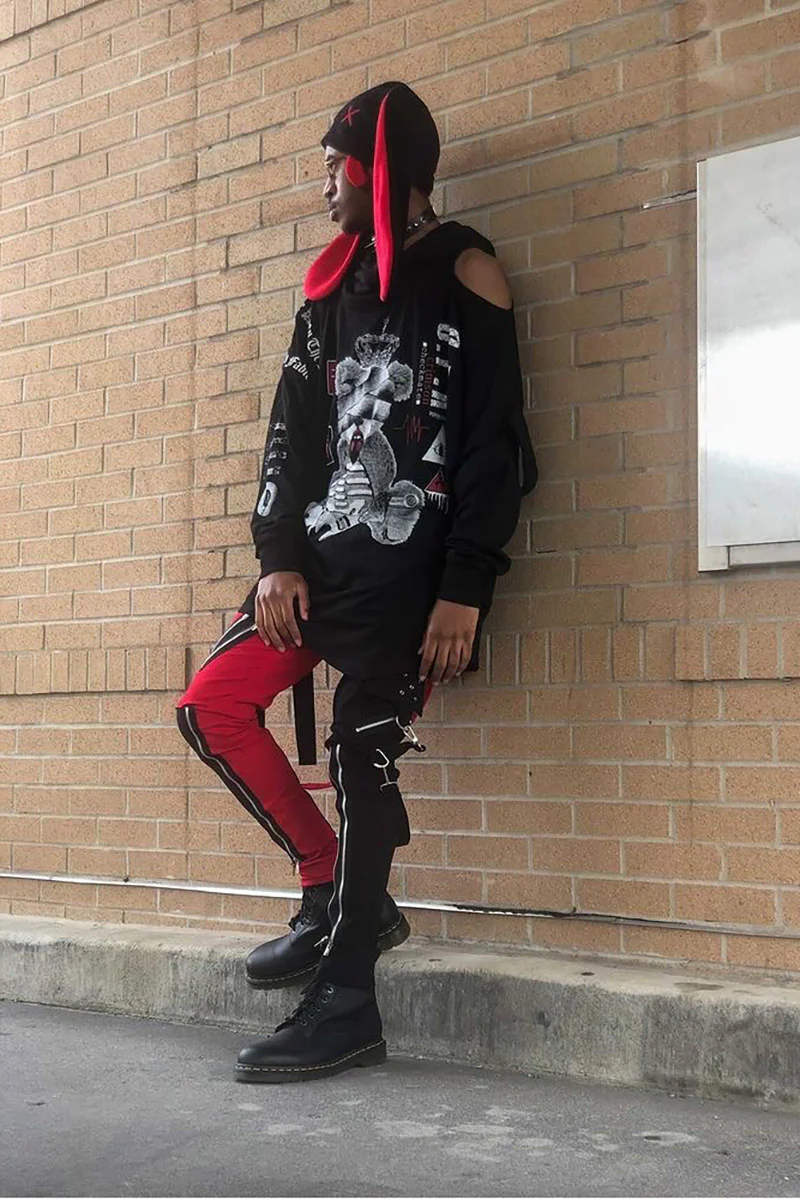 Tripp NYC Split Leg Bondage Pants [Black/Red] - Image 8