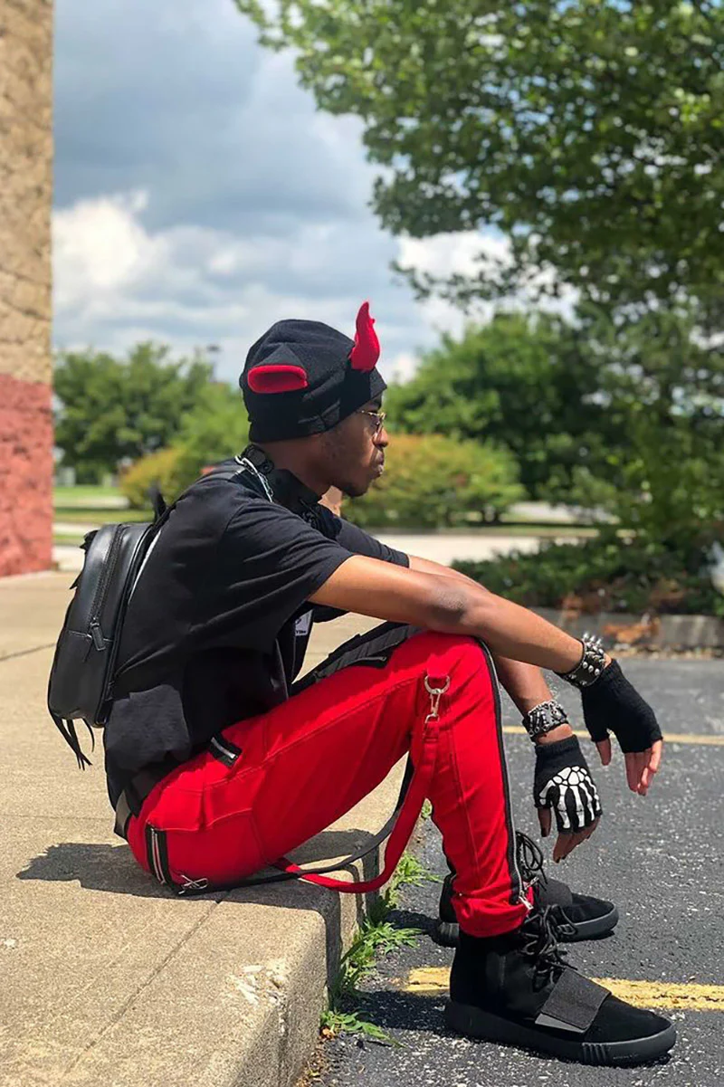 Tripp NYC Split Leg Bondage Pants [Black/Red] - Image 9
