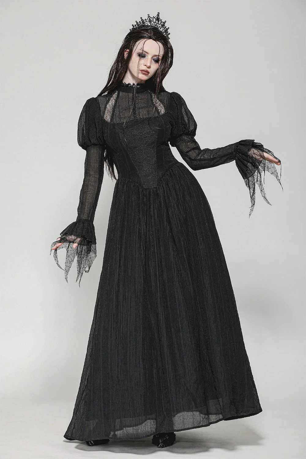 Twilight Witch Puff Shoulder Maxi Dress