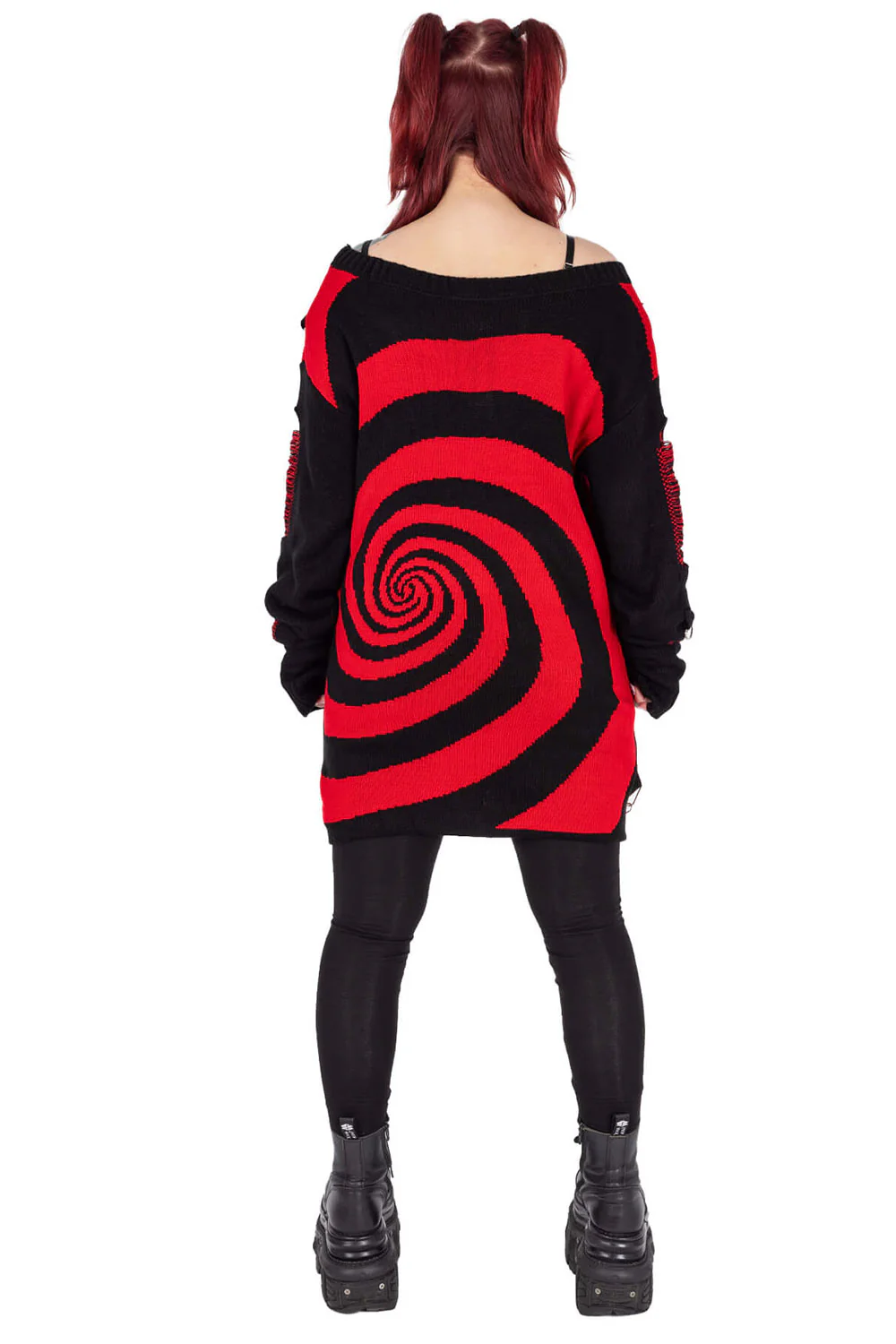 Unisex Spiral Jumper Sweater [Black/Red] - Image 11