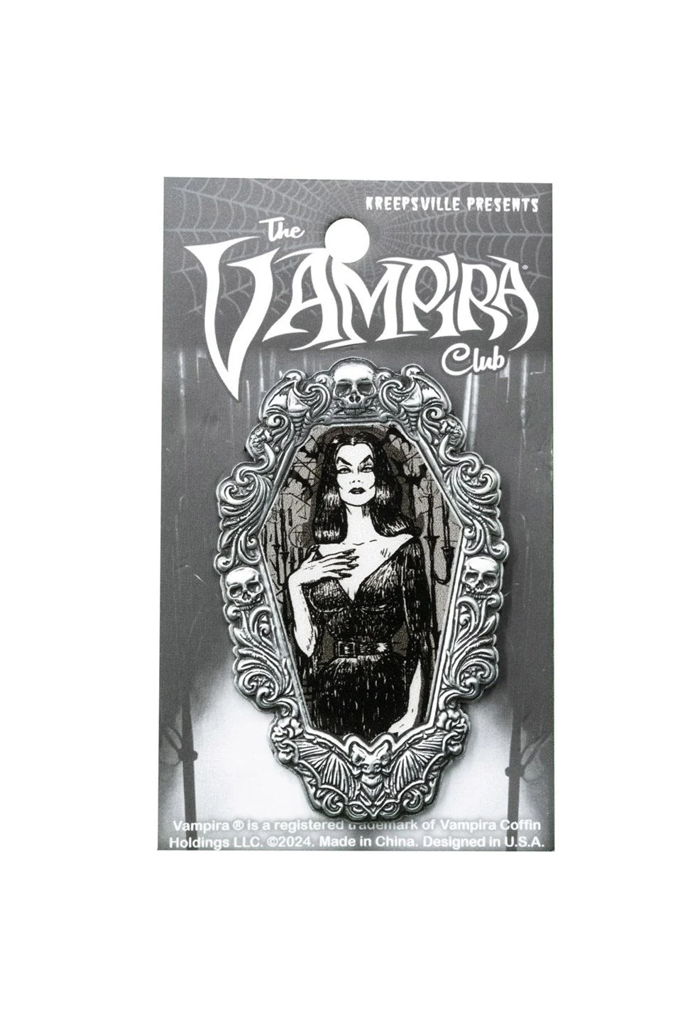 Vampira Gorey Gothic Frame Enamel Pin - Image 2