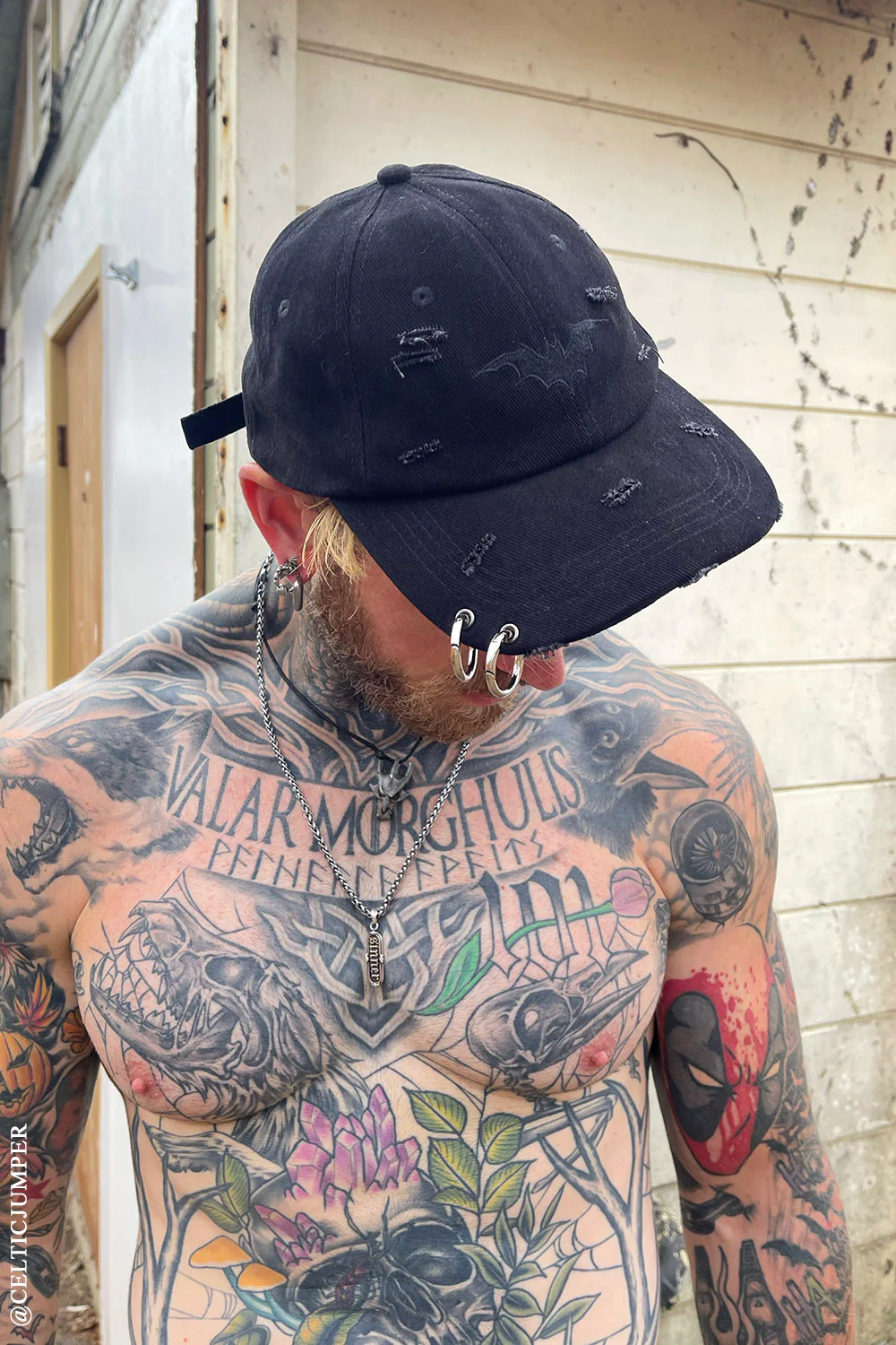 Vampire Bat Pierced Baseball Cap [Black] - Image 15