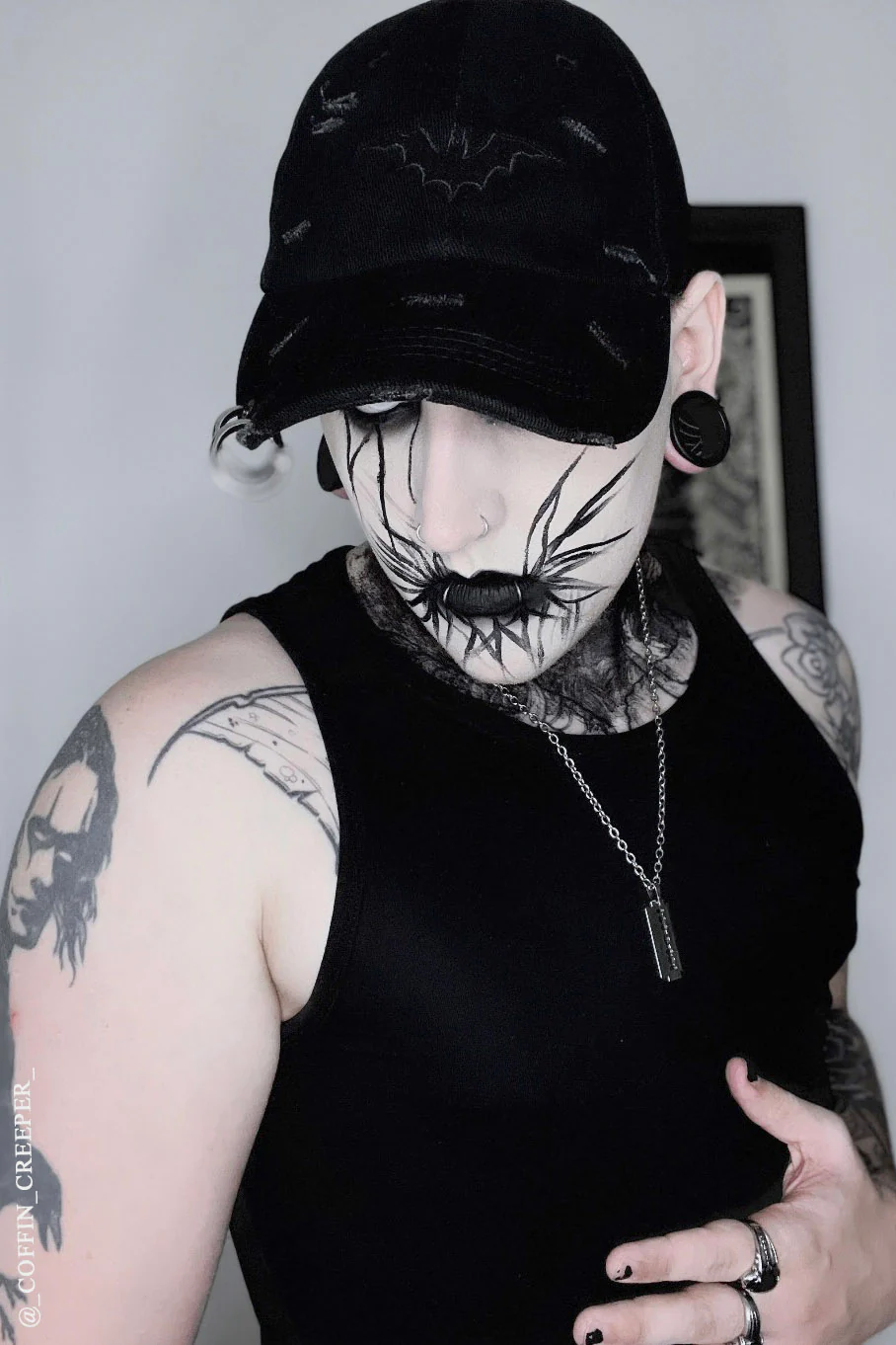 Vampire Bat Pierced Baseball Cap [Black] - Image 18