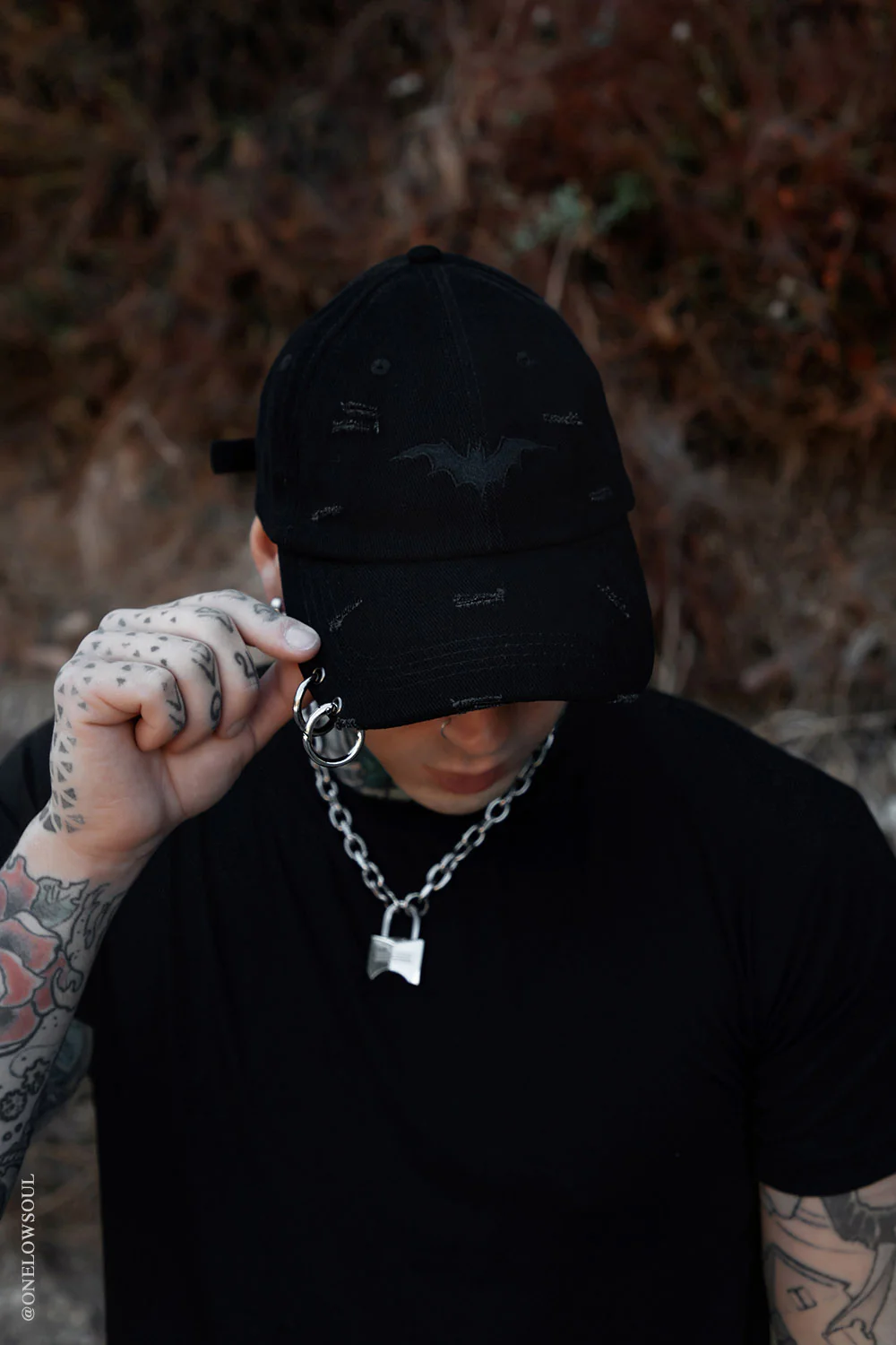 Vampire Bat Pierced Baseball Cap [Black] - Image 4