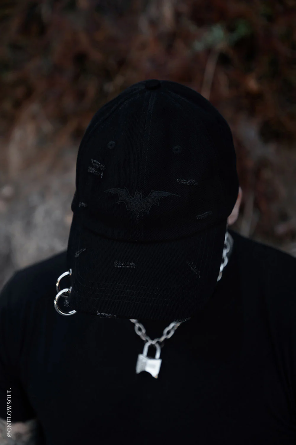 Vampire Bat Pierced Baseball Cap [Black] - Image 5