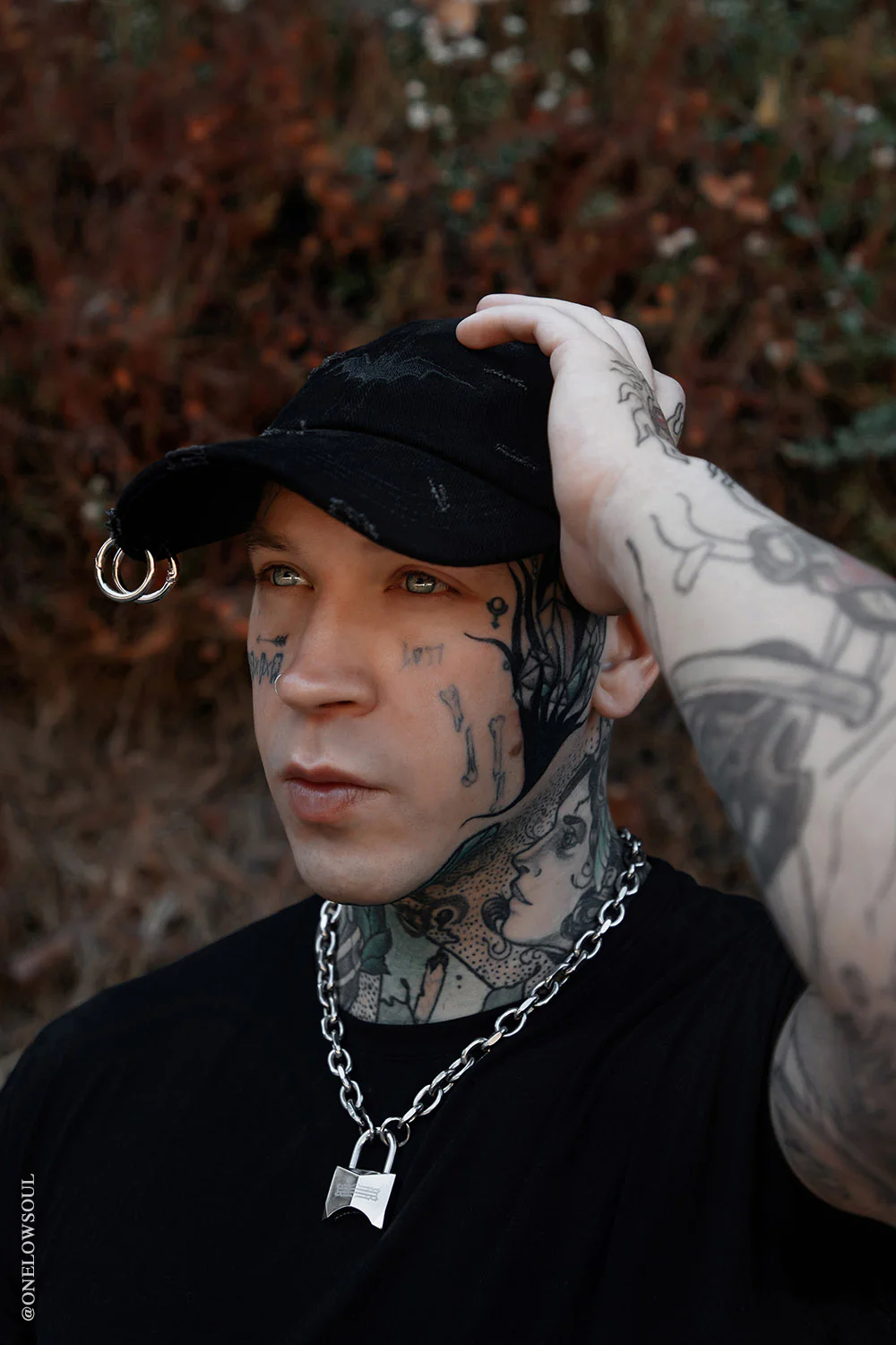 Vampire Bat Pierced Baseball Cap [Black] - Image 9