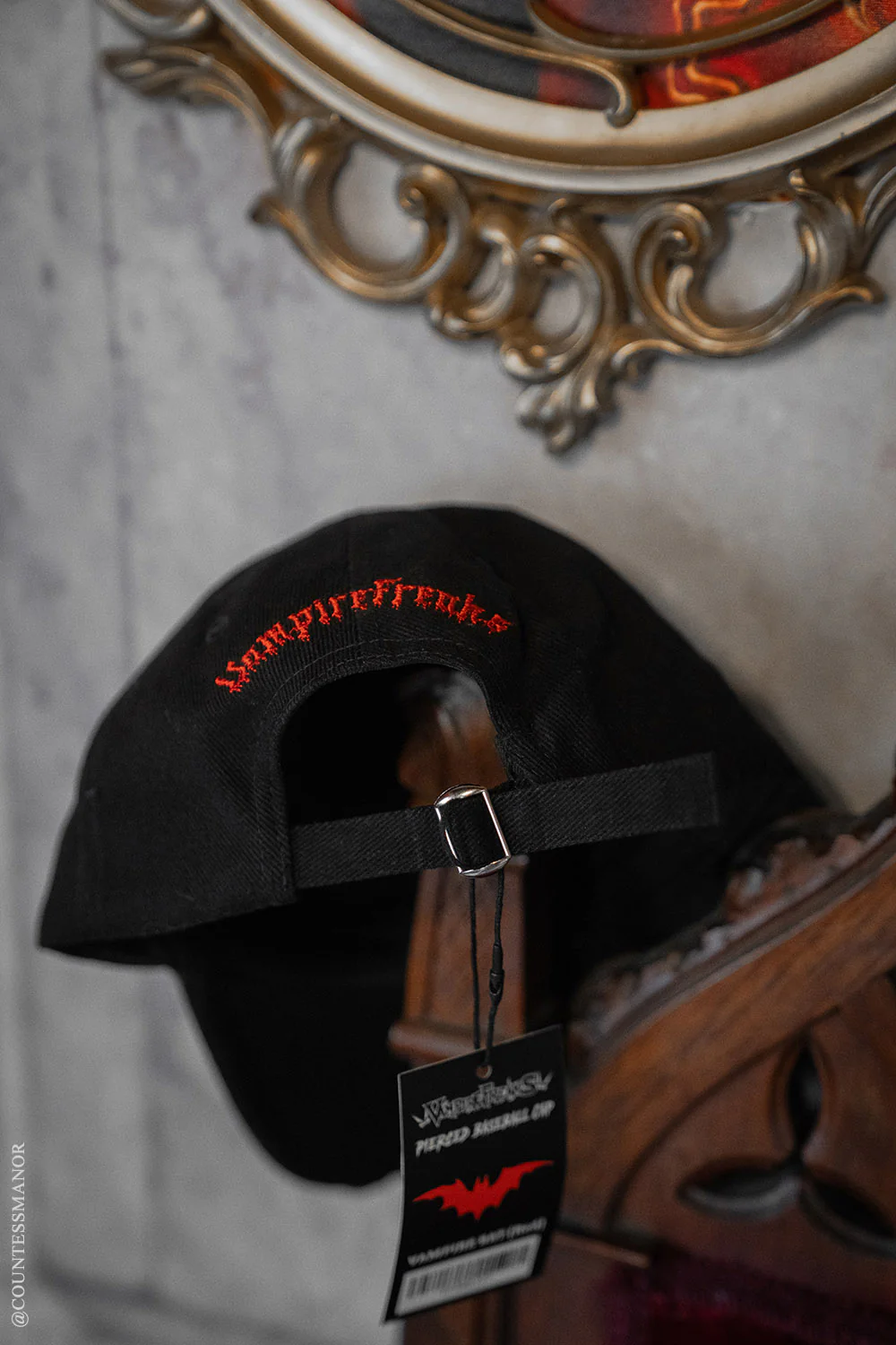 Vampire Bat Pierced Baseball Cap [Red] - Image 4