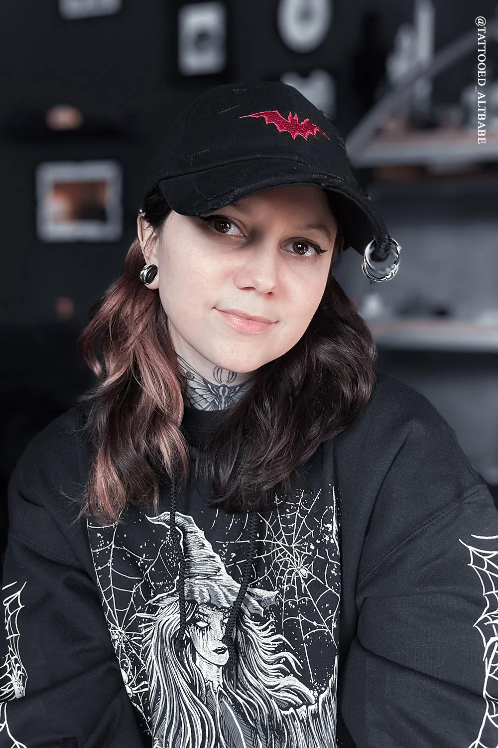Vampire Bat Pierced Baseball Cap [Red] - Image 5