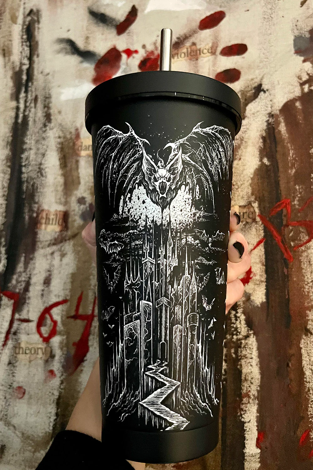 Vampire Castle Cold Brew Tumbler with Straw - Image 11