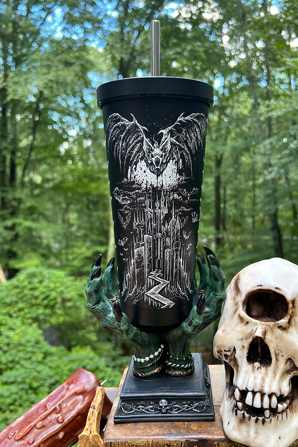 Vampire Castle Cold Brew Tumbler with Straw - Image 3