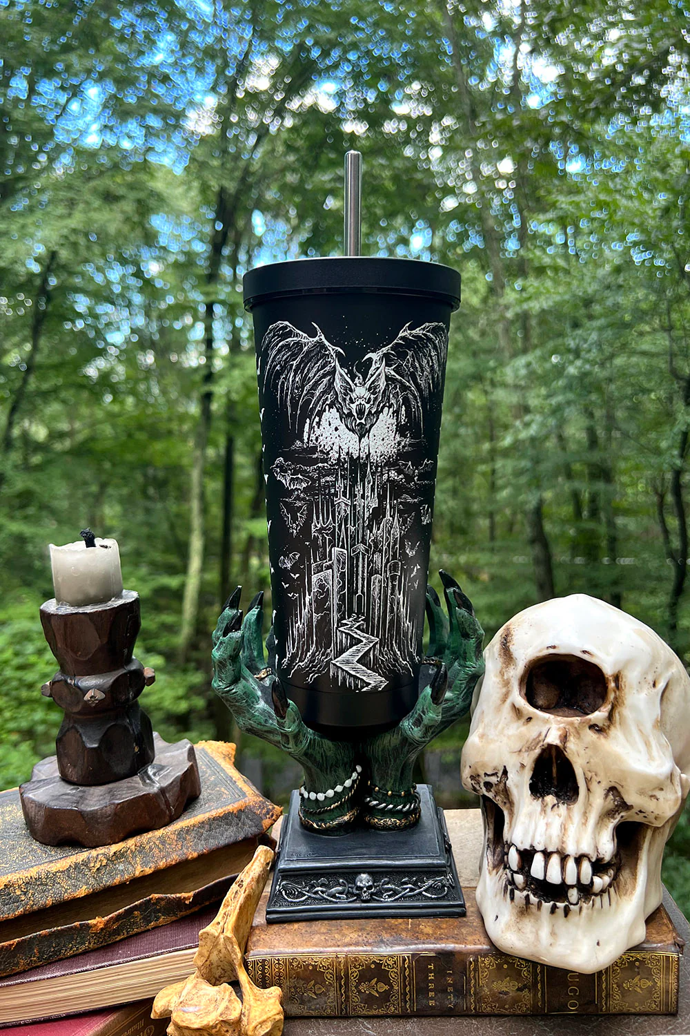 Vampire Castle Cold Brew Tumbler with Straw - Image 9