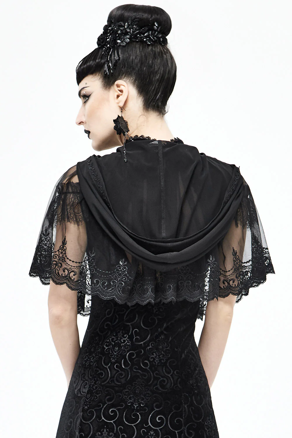 Vampire Funeral Lace Mesh Cape - Image 2