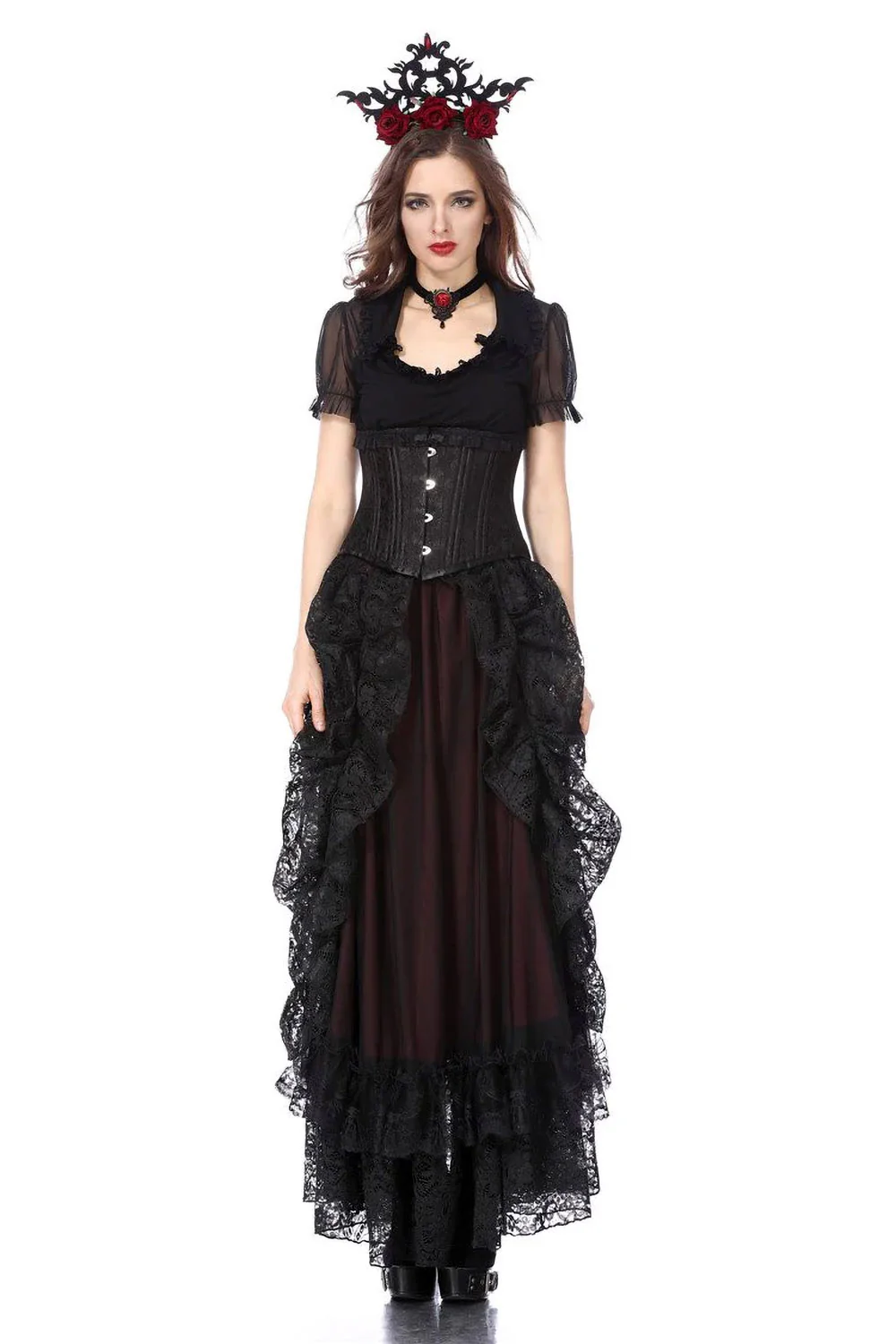 Vampire Goth Maxi Skirt [Red] - Image 5