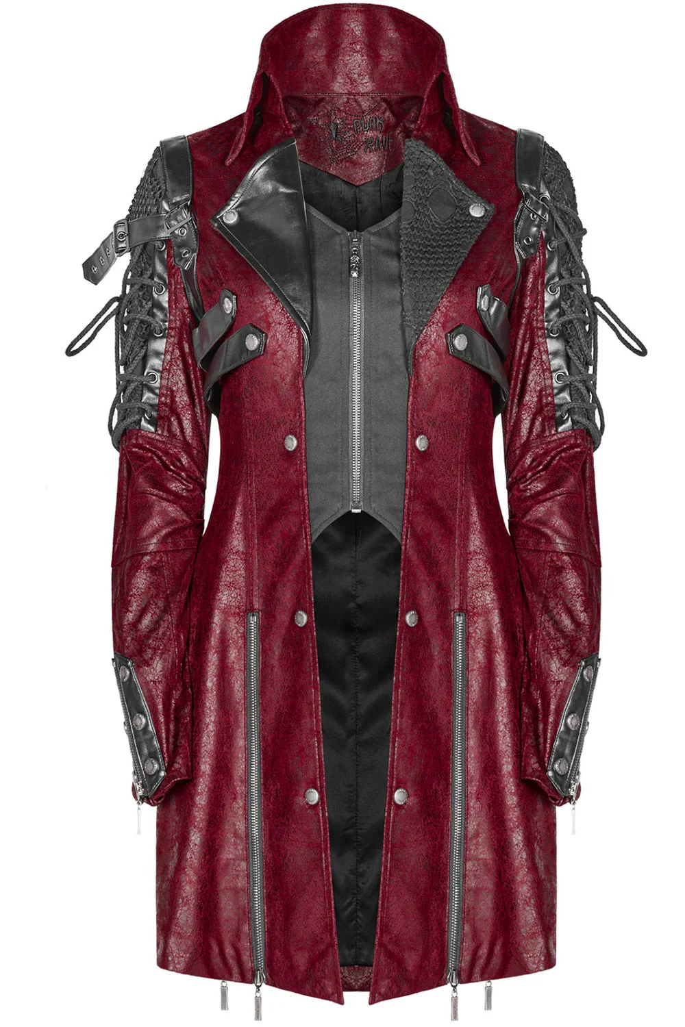 Vampiren Cyber Goth Leather Coat [BLOOD RED] - Image 5