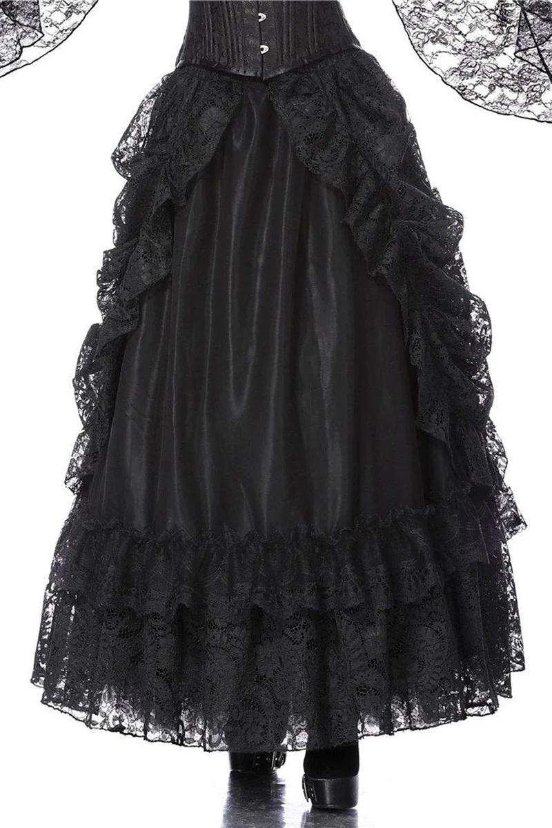 Vampiric Bustle Maxi Skirt [Black] - Image 2